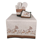 Tafelloper 50x140 cm Beige Katoen Paddenstoelen Tafelkleed