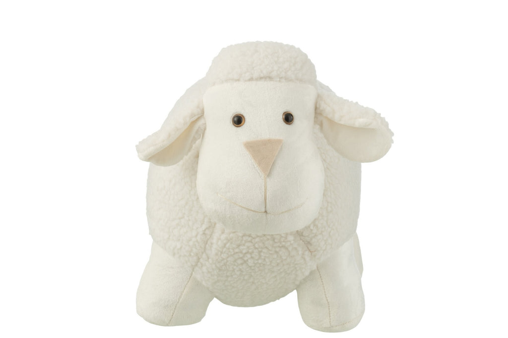 J-Line deurstopper Schaap - polyester - wit - H31 cm - 1,8 kg