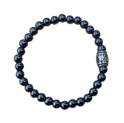 Dames armband Hematiet 6 mm met basic kraal (19 cm)