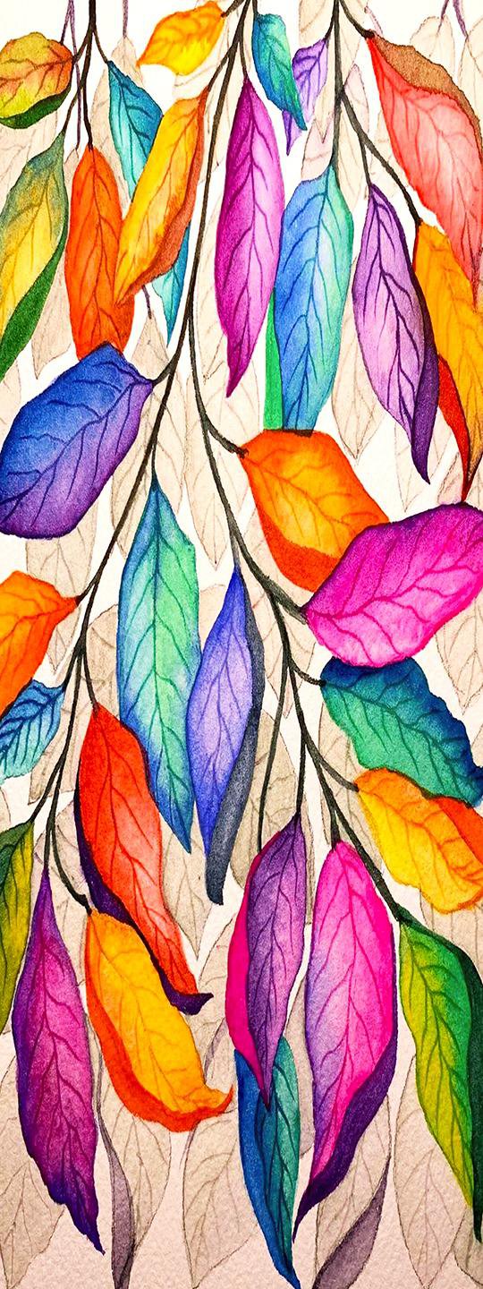Zijden Sjaal Multi Leaves