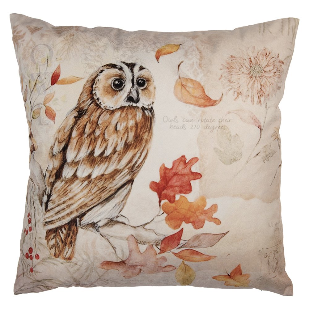 Kussenhoes 45x45 cm Beige Polyester Uil