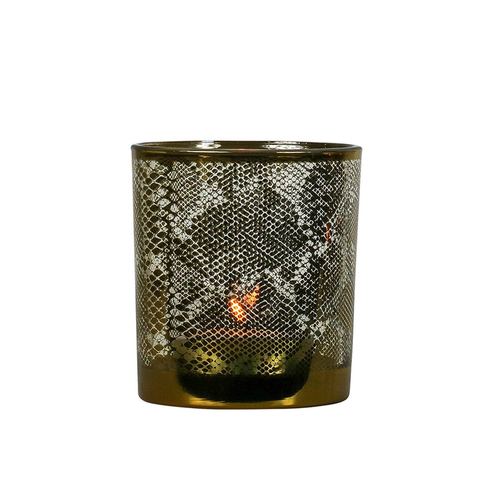 Theelichthouder slang goud medium 12cm*