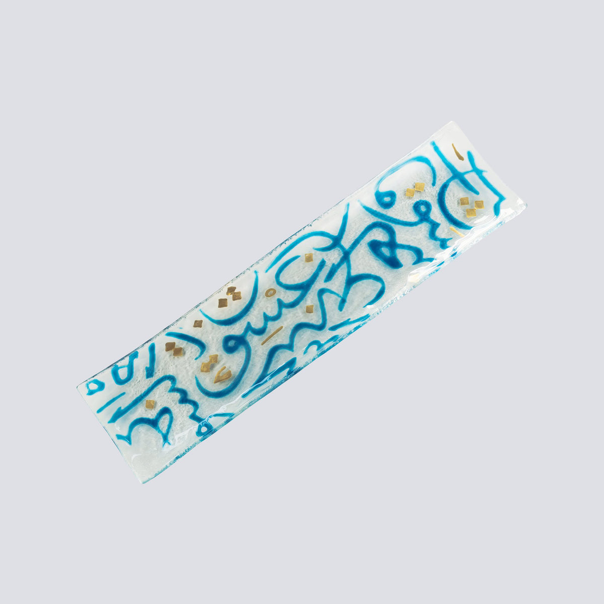 Goud u vorm lang 42x11 goud en blauw