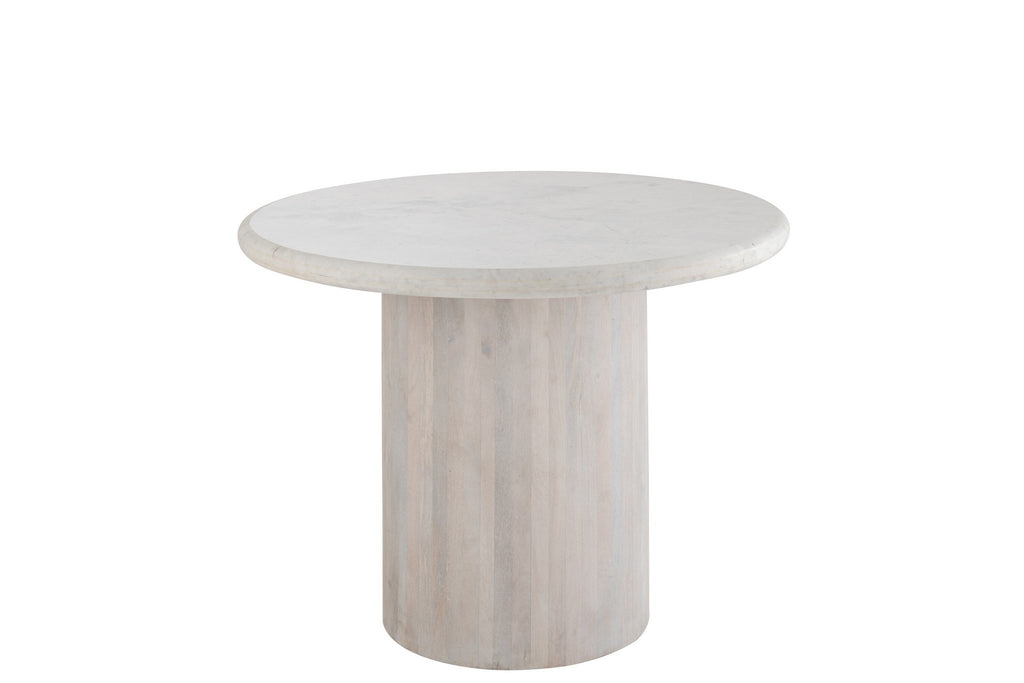 J-Line bijzettafel Rond Marmer - steen - gebroken wit - L