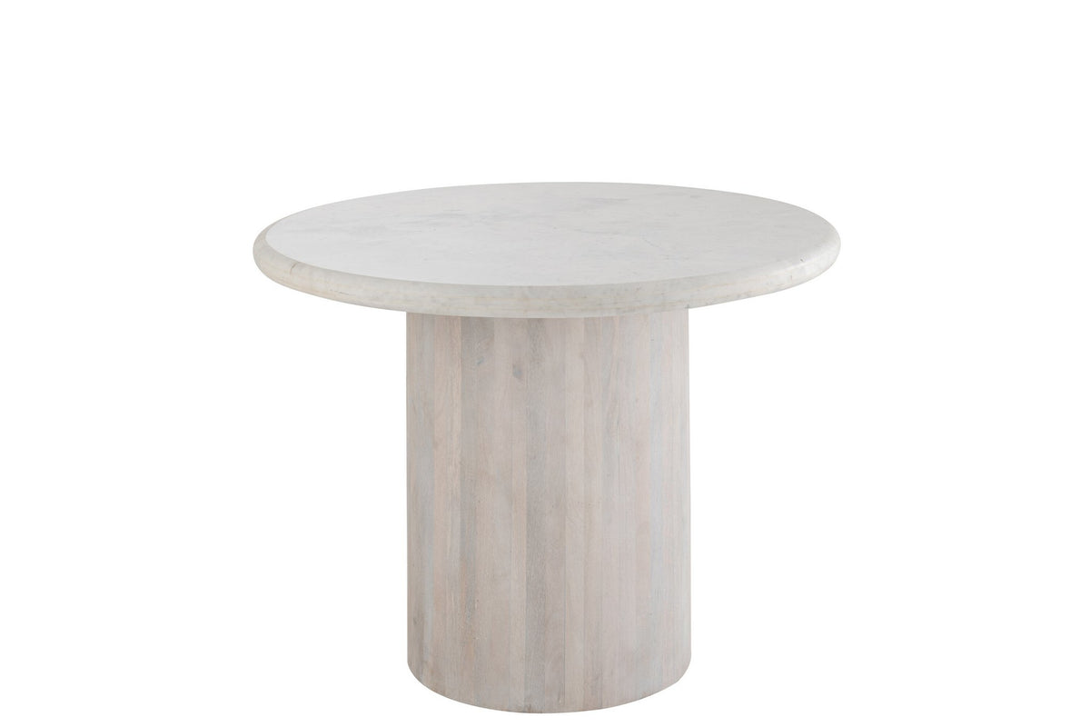 J-Line bijzettafel Rond Marmer - steen - gebroken wit - L