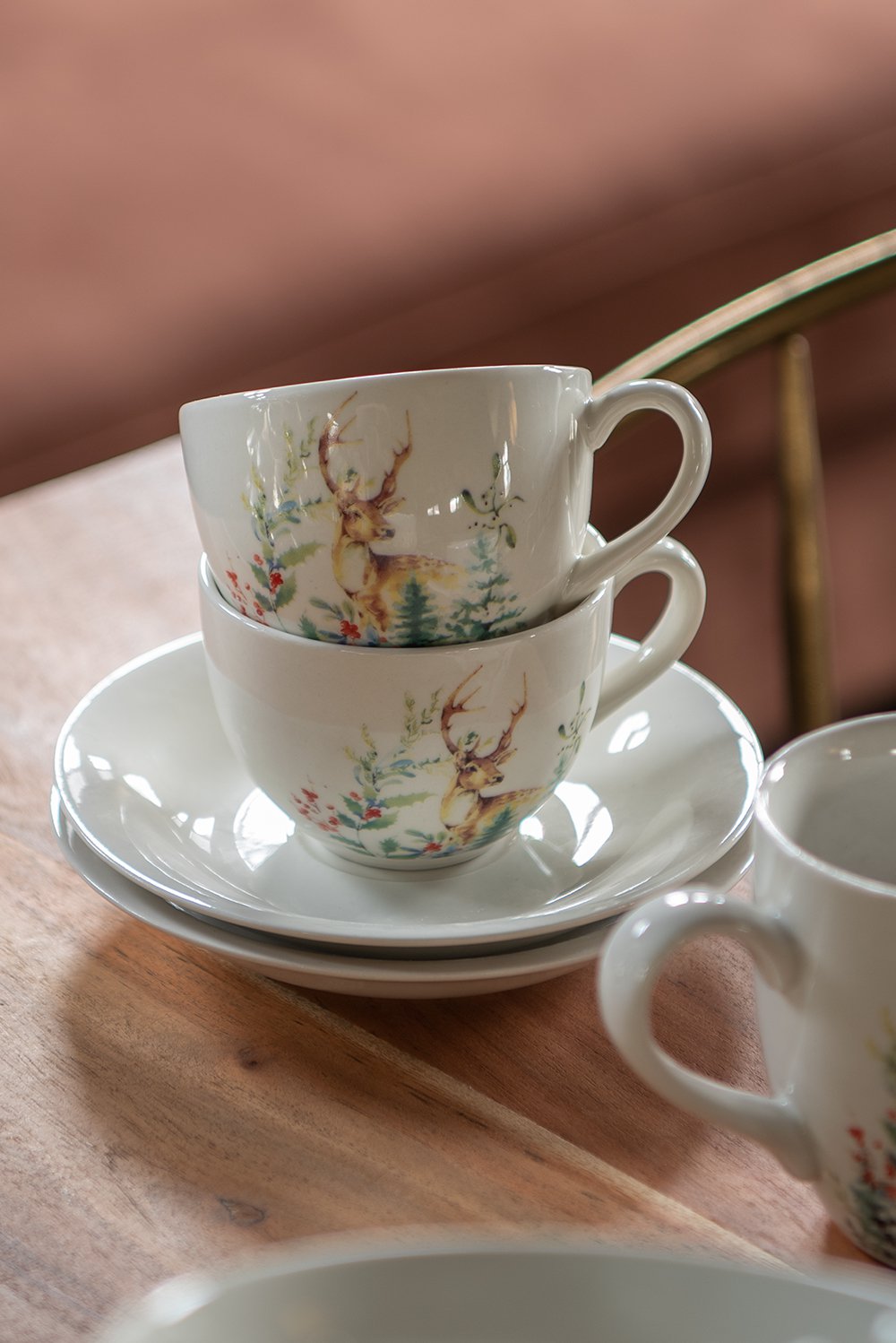 Kop en Schotel 200 ml Wit Keramiek Hert Servies
