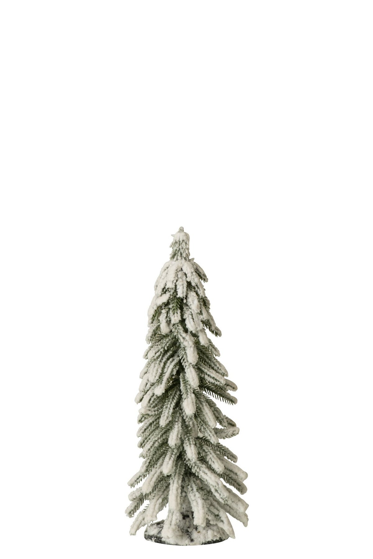 J-Line Kerstboom met sneeuw - PET - donkergroen/wit - small