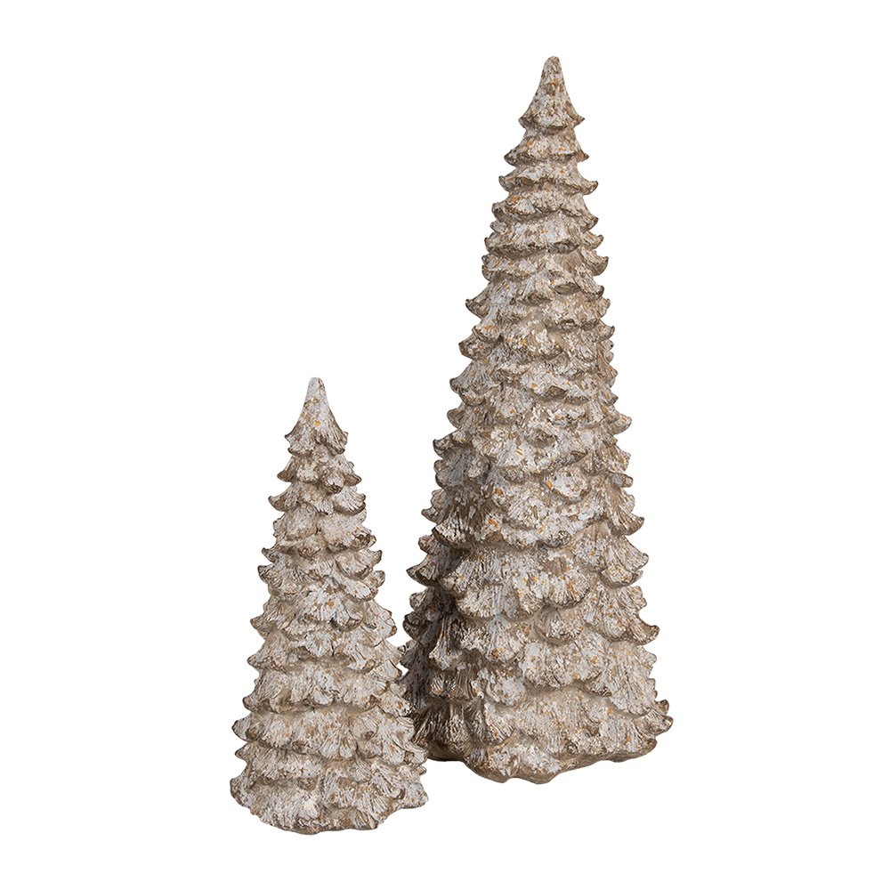 Decoratie Beeld Kerstboom Ø 13x30 cm Wit Beige Kunststof