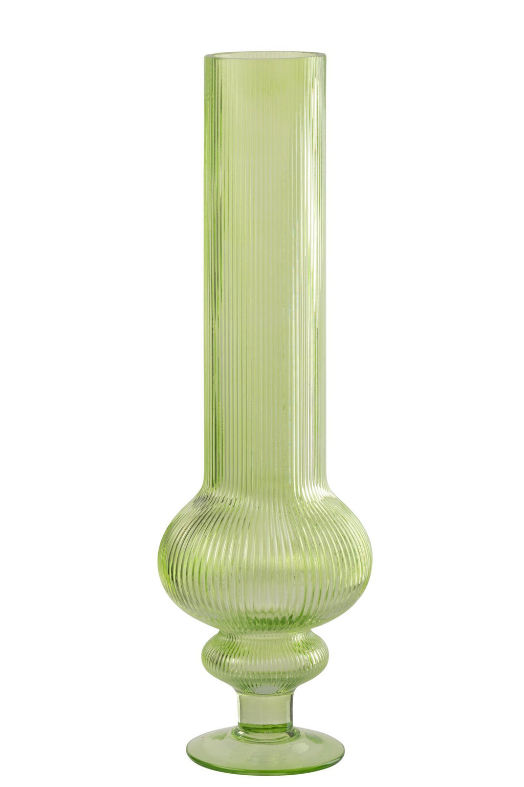 J-Line vaas Ada Geribbeld - glas - groen - L