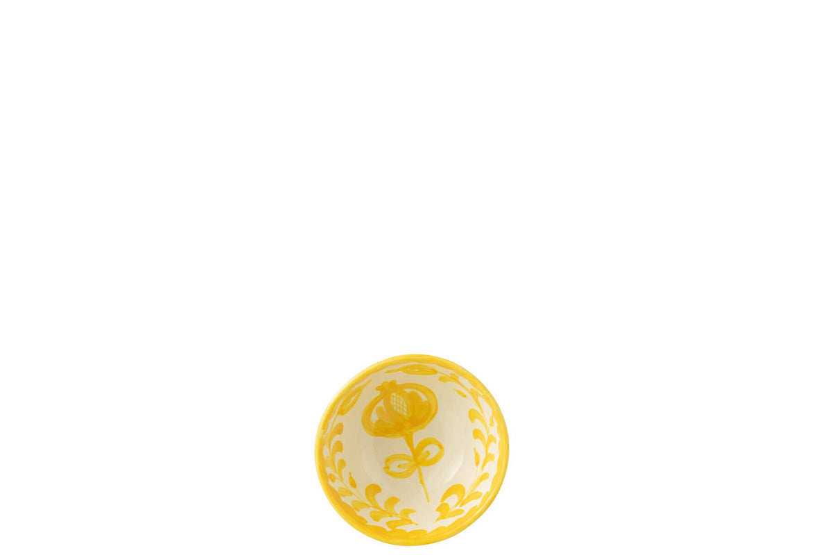 J-Line kom Granada High - keramiek - wit/geel - small - Ø 14 cm