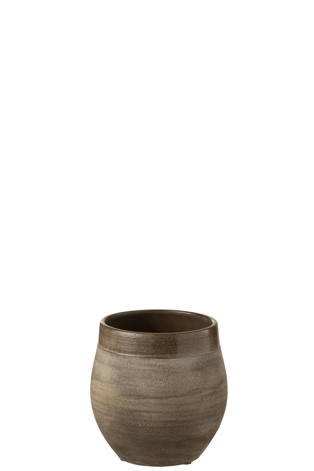 J-Line bloempot Gio - keramiek - bruin - small - Ø 19 cm
