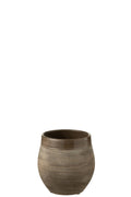 J-Line bloempot Gio - keramiek - bruin - small - Ø 19 cm