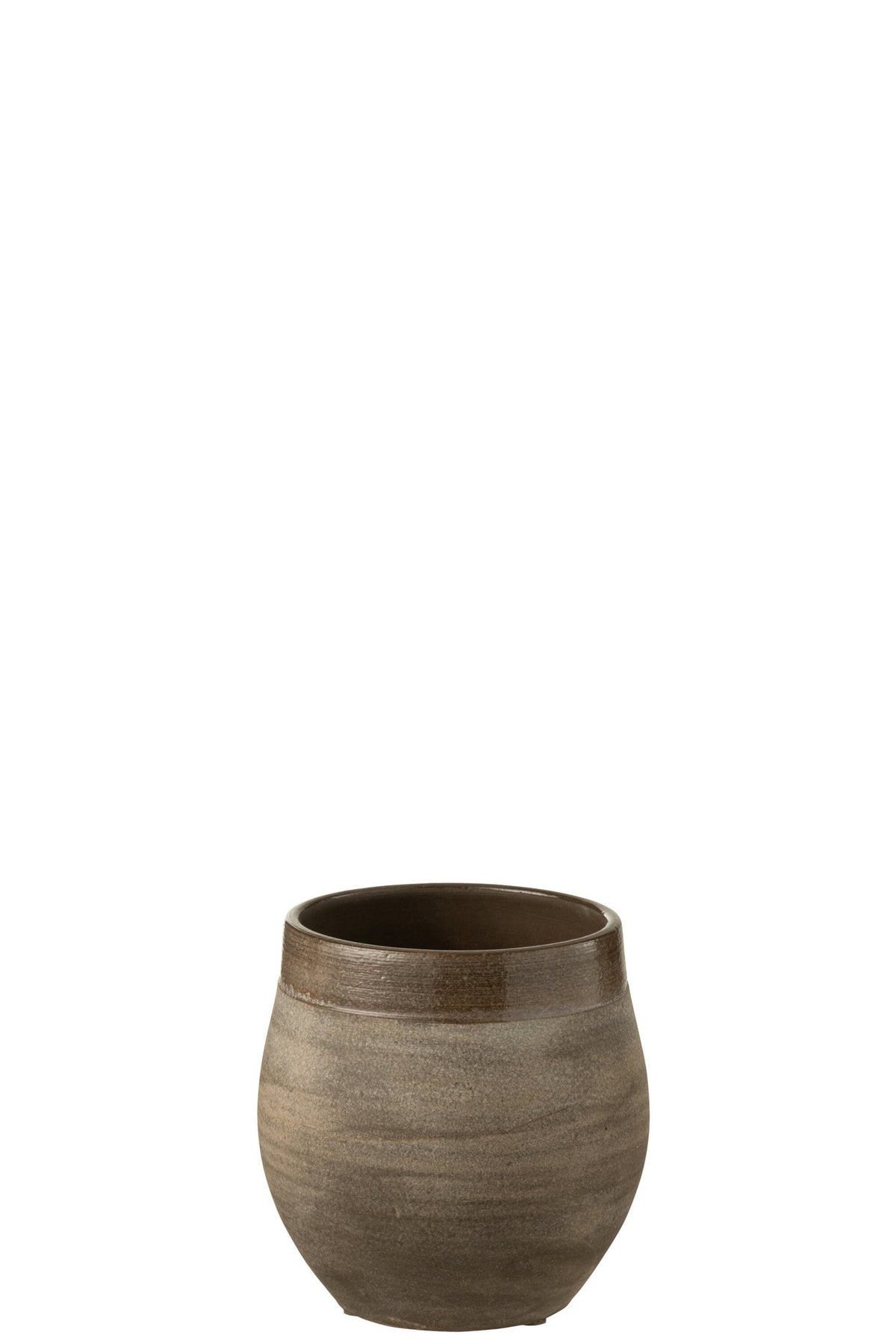 J-Line bloempot Gio - keramiek - bruin - small - Ø 19 cm