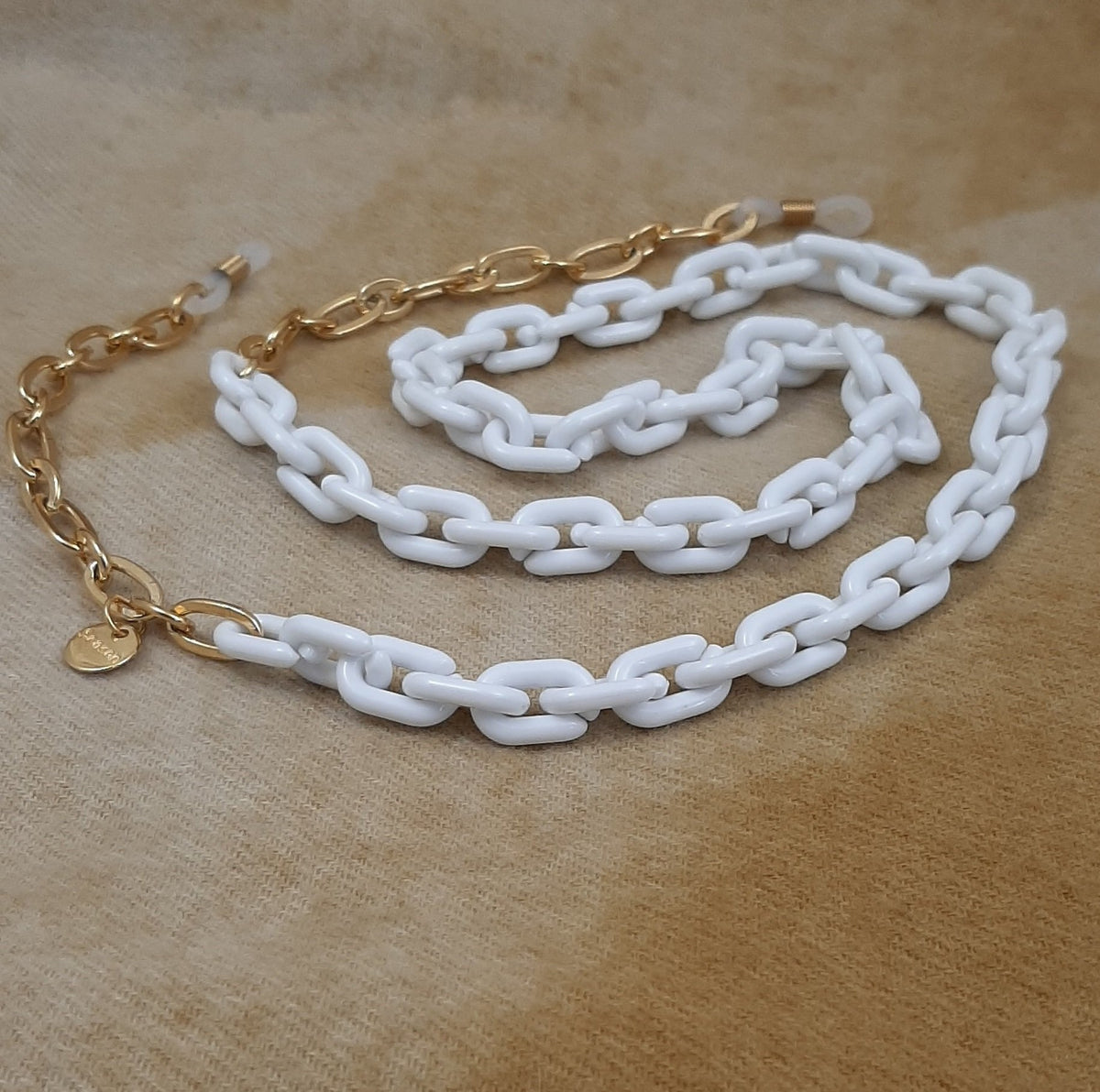 Brillenkoord acrylic chain verguld