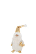 J-Line figuur Kerstman Hart - polyresin - wit/goud - S