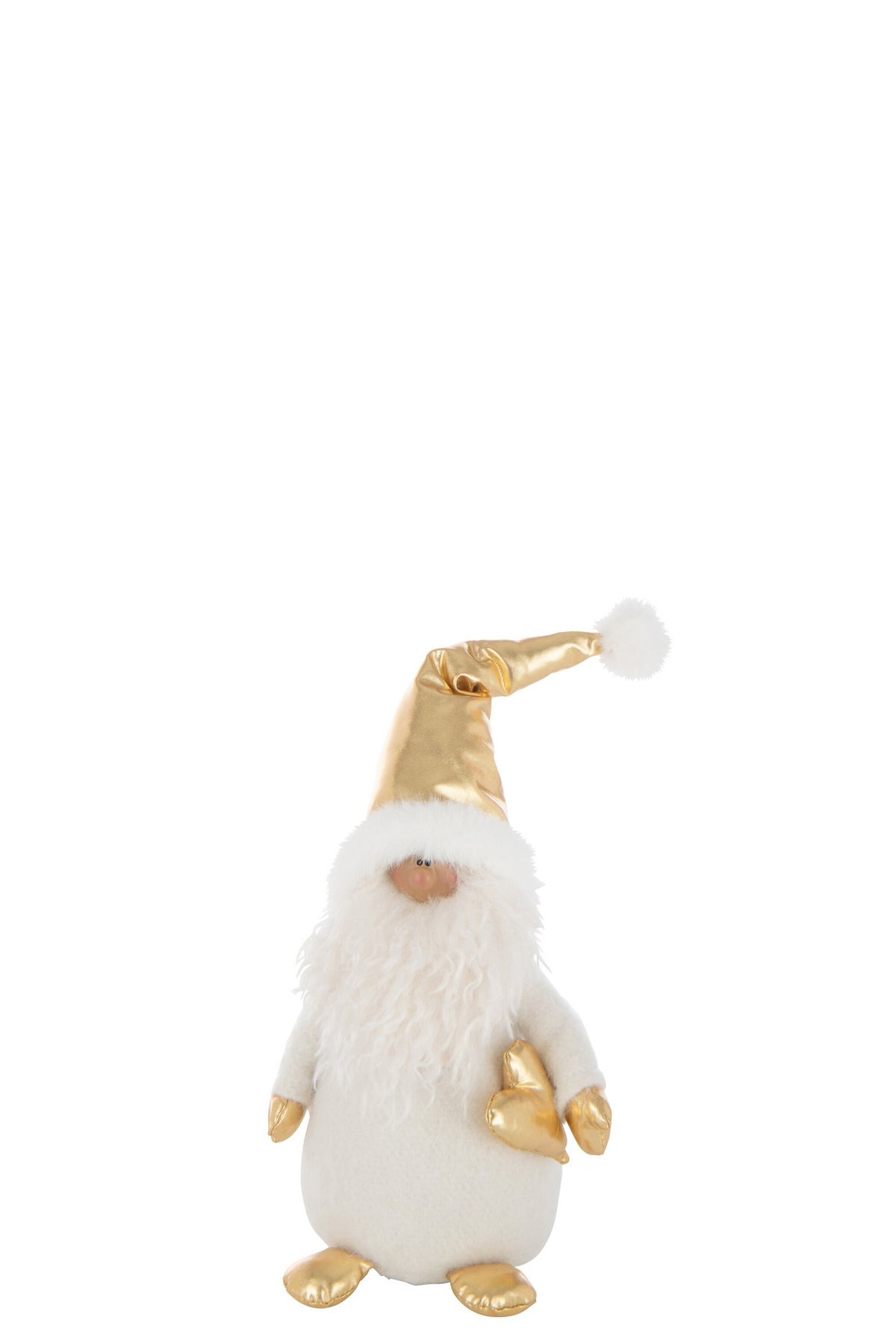 J-Line figuur Kerstman Hart - polyresin - wit/goud - S