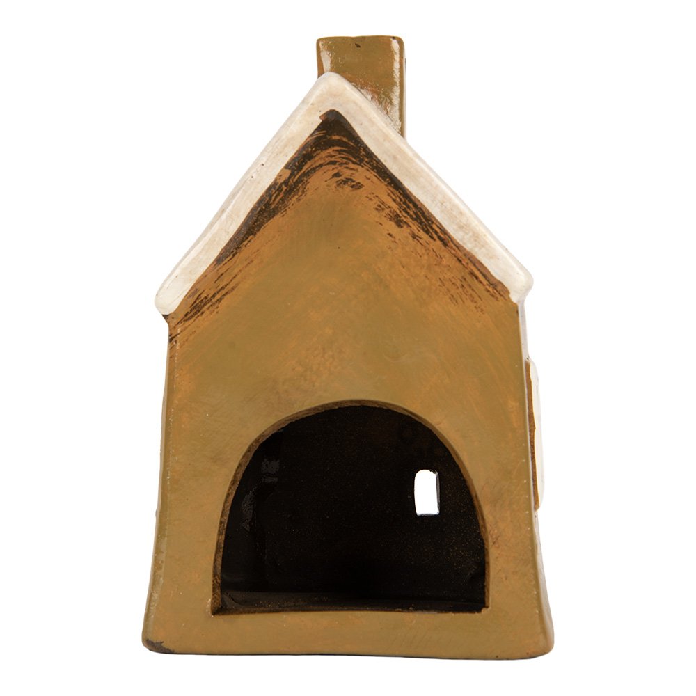 Waxinelichthouder Huis 12x8x18 cm Bruin Keramiek