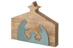 J-Line Kerststal - mangohout - naturel/turquoise - large