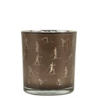 Theelichthouder ski taupe zilver small 8cm