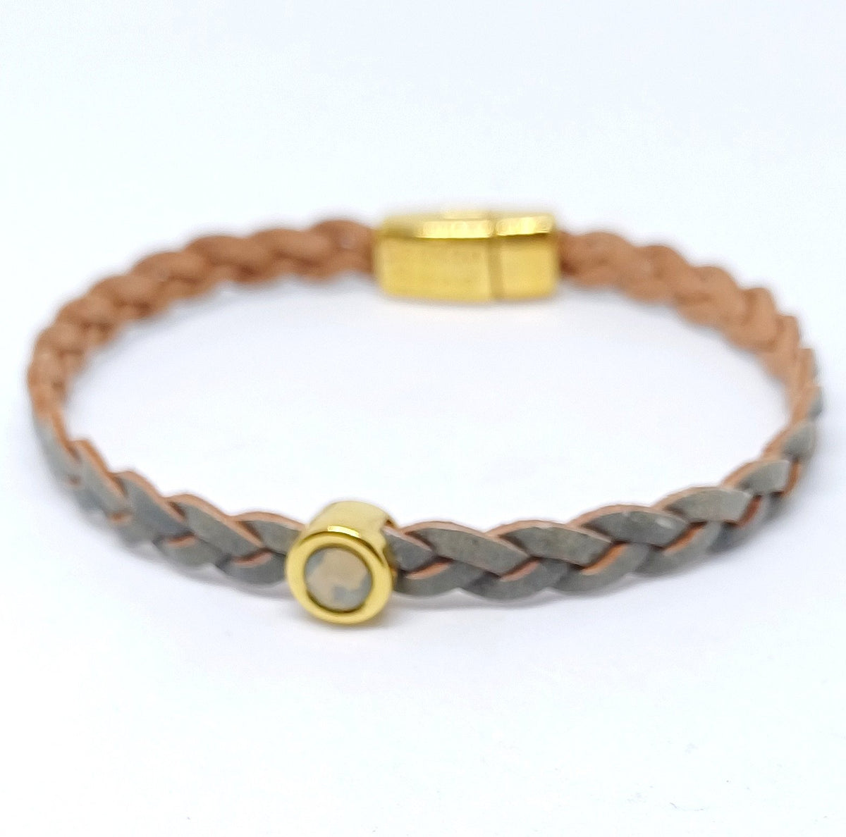 Shorty gevlochten leren armband 24K verguld