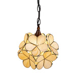 Hanglamp Tiffany 21x21x17/90 cm Beige Glas Bloem Hanglamp Eettafel