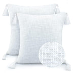 Getextureerde Slub Pillow Sham – Paar kussenhoezen – Katoenen stof, randen met kwastjes – 16x16 Inch