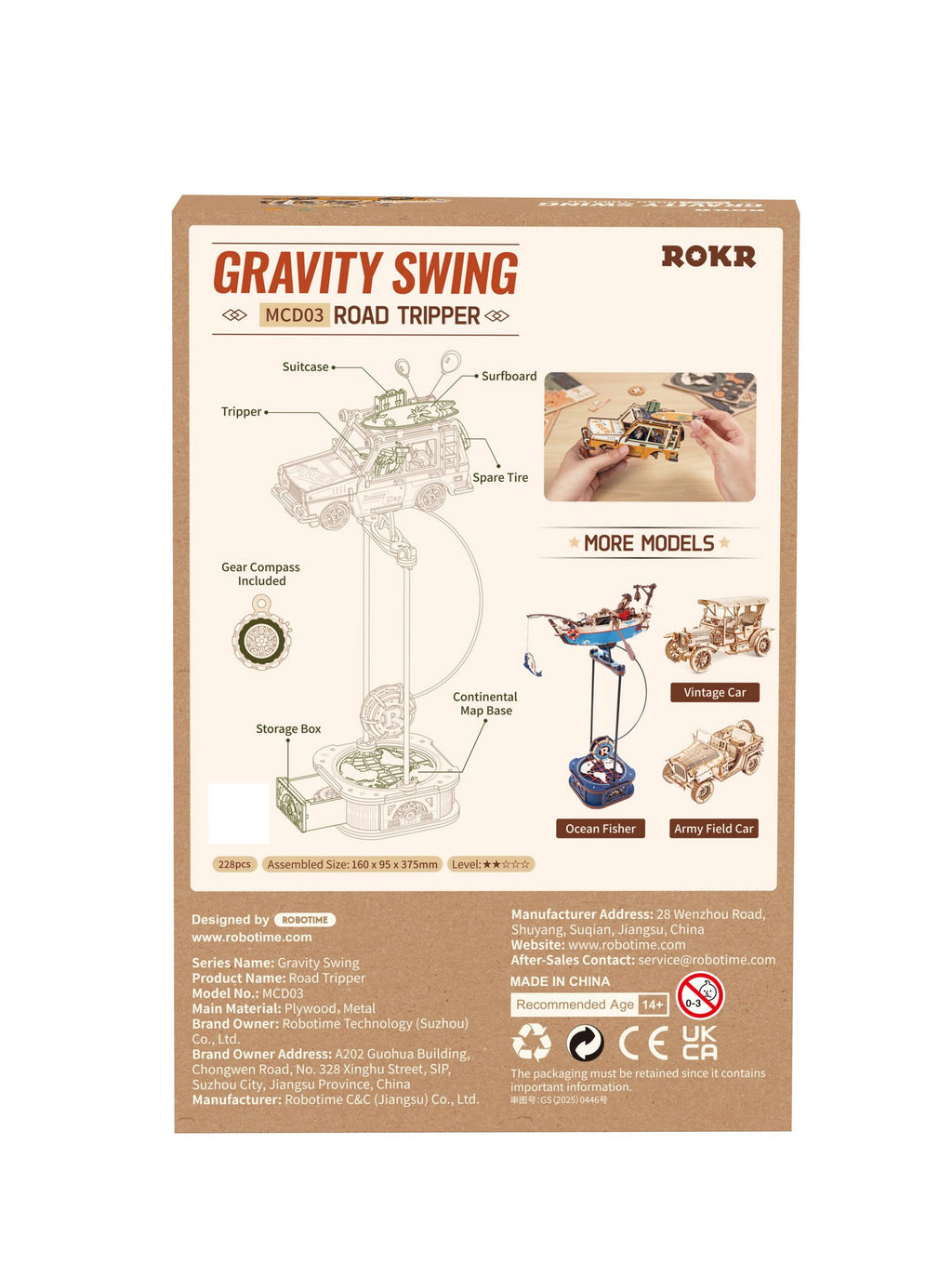 Robotime, 3D Houten Puzzel, Road Tripper, DIY Pendulum, MCD03, 16,9,5x37,5cm