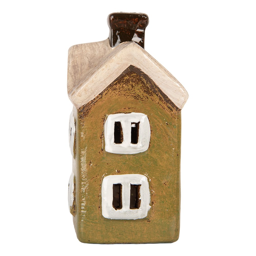 Waxinelichthouder Huis 11x7x13 cm Groen Keramiek