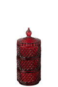 J-Line voorraadpot 3 lagen - glas - rood