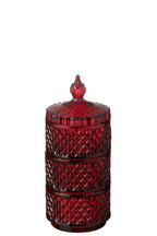 J-Line voorraadpot 3 lagen - glas - rood