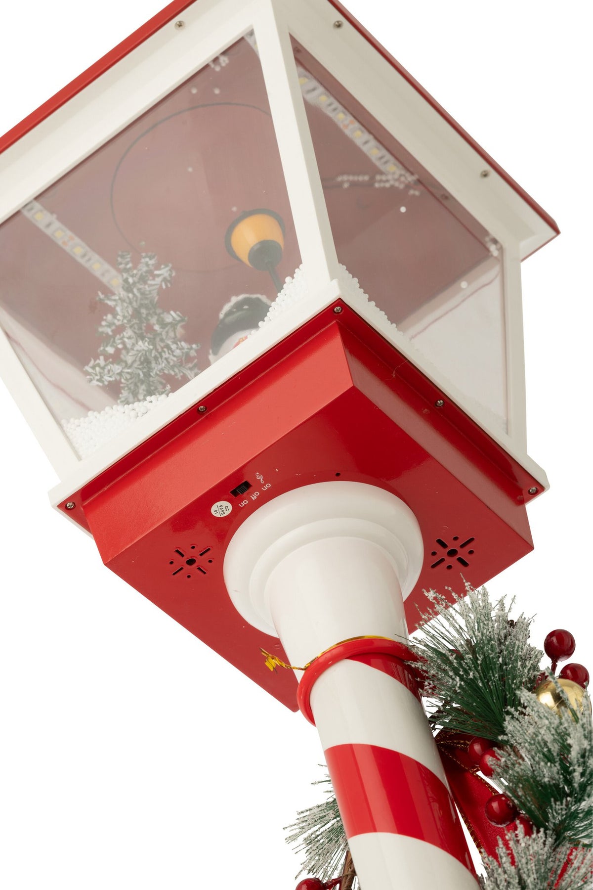 J-Line decoratie Straatlamp Sneeuw - kunstsof - rood/groen - LED