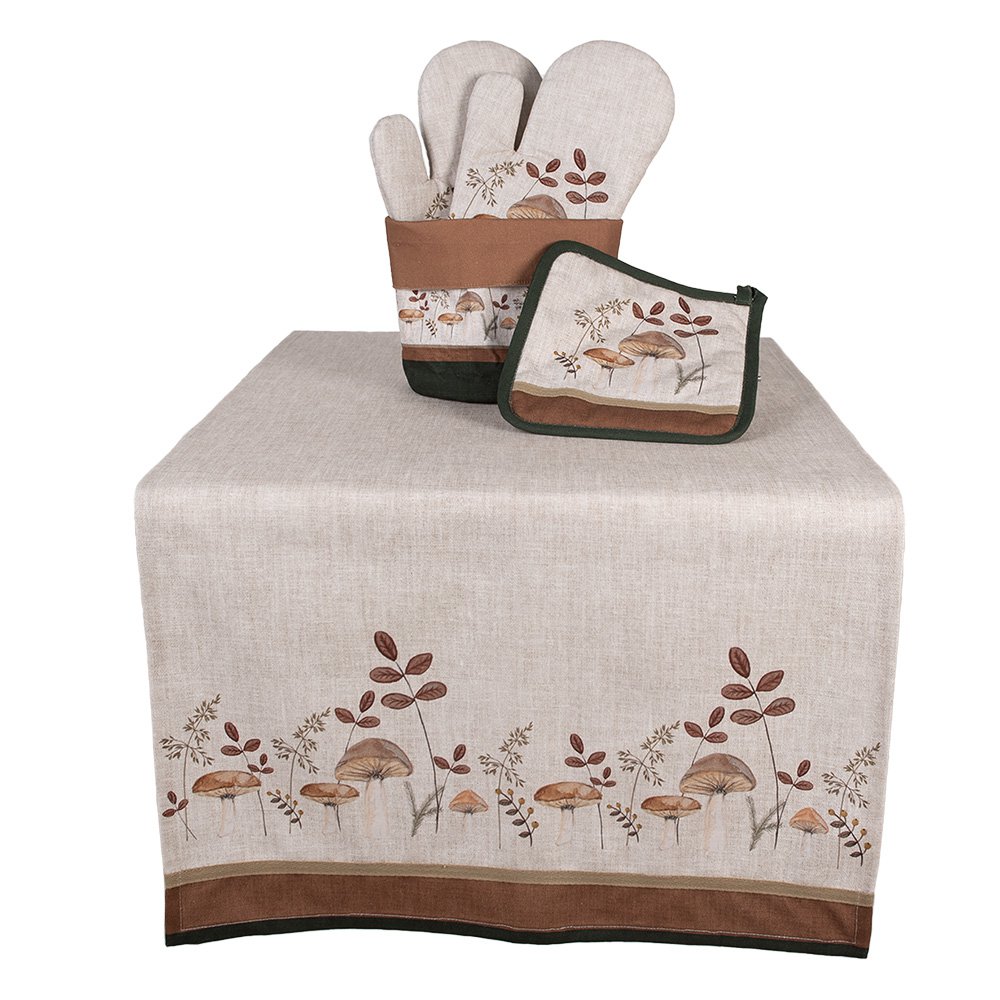 Broodmand Ø 15x16 cm Beige Katoen Paddenstoelen