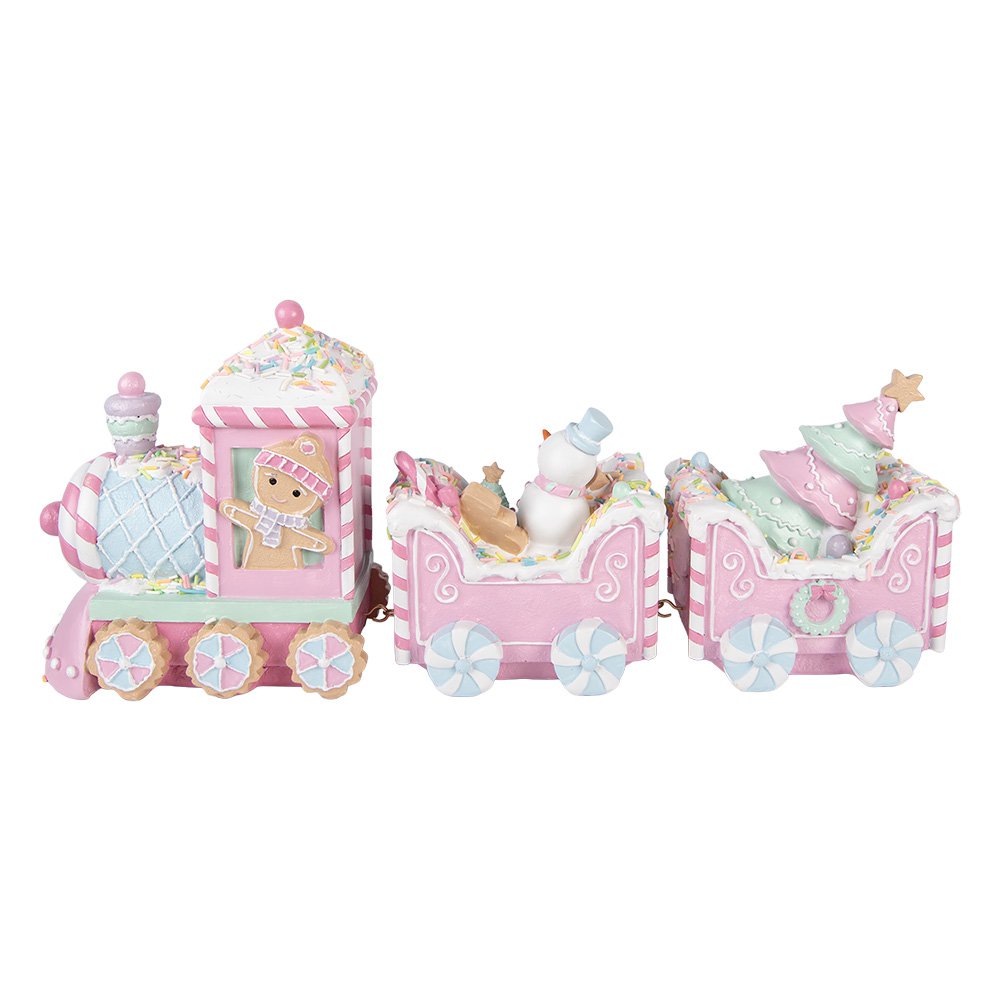 Kerstdecoratie Beeld Trein 45x12x19 cm Roze Kunststof