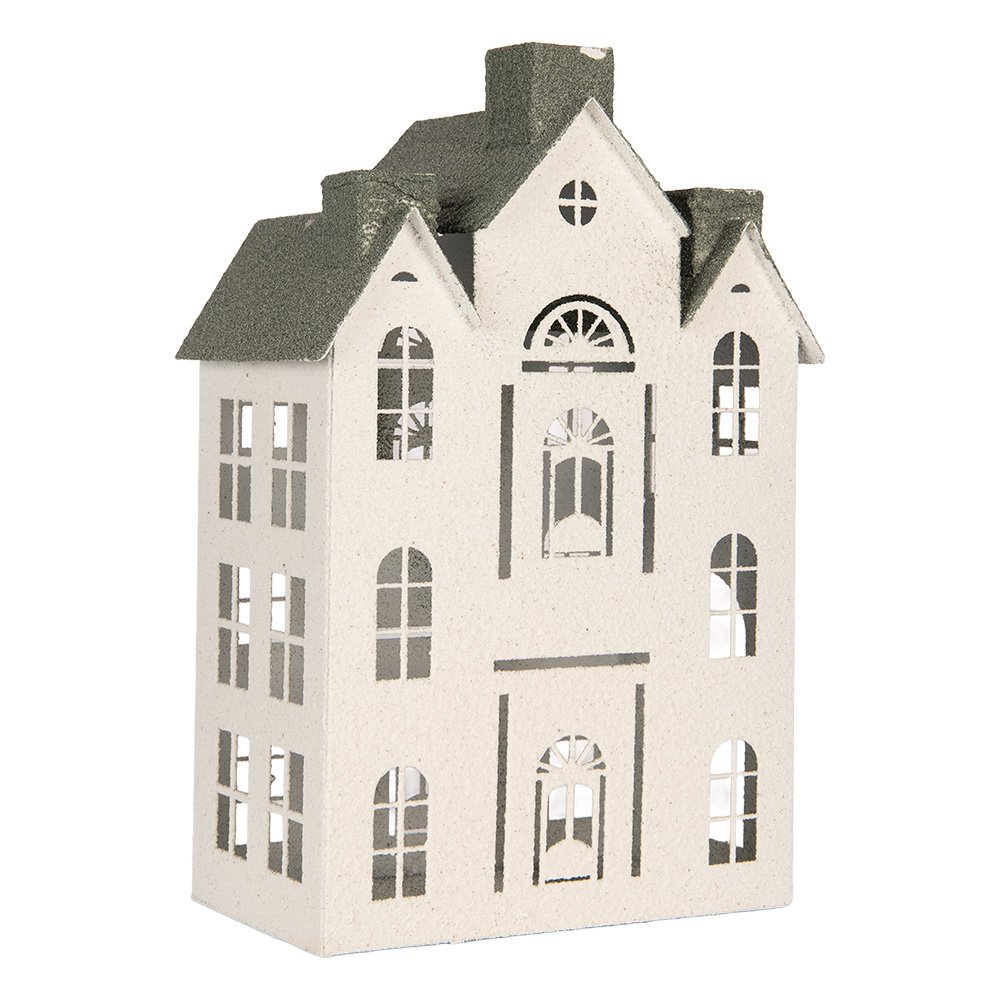 Decoratie Beeld Huis 25x15x47 cm Wit Metaal