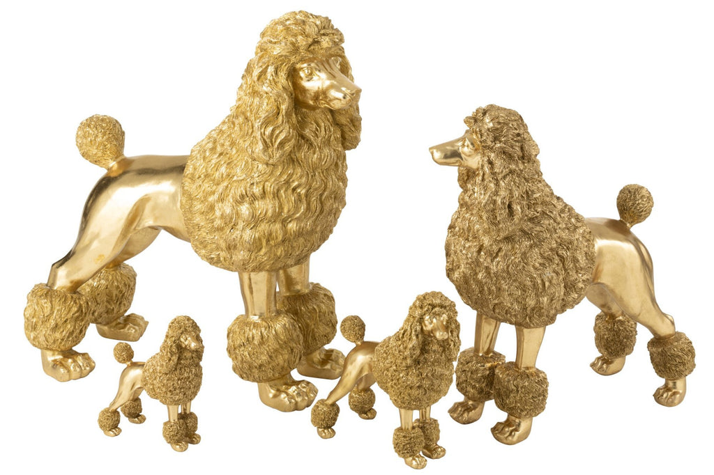J-Line decoratie Poedel Staand - polyresin - goud - extra L