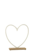 J-Line decoratie Hart op voet - aluminium - wit - large