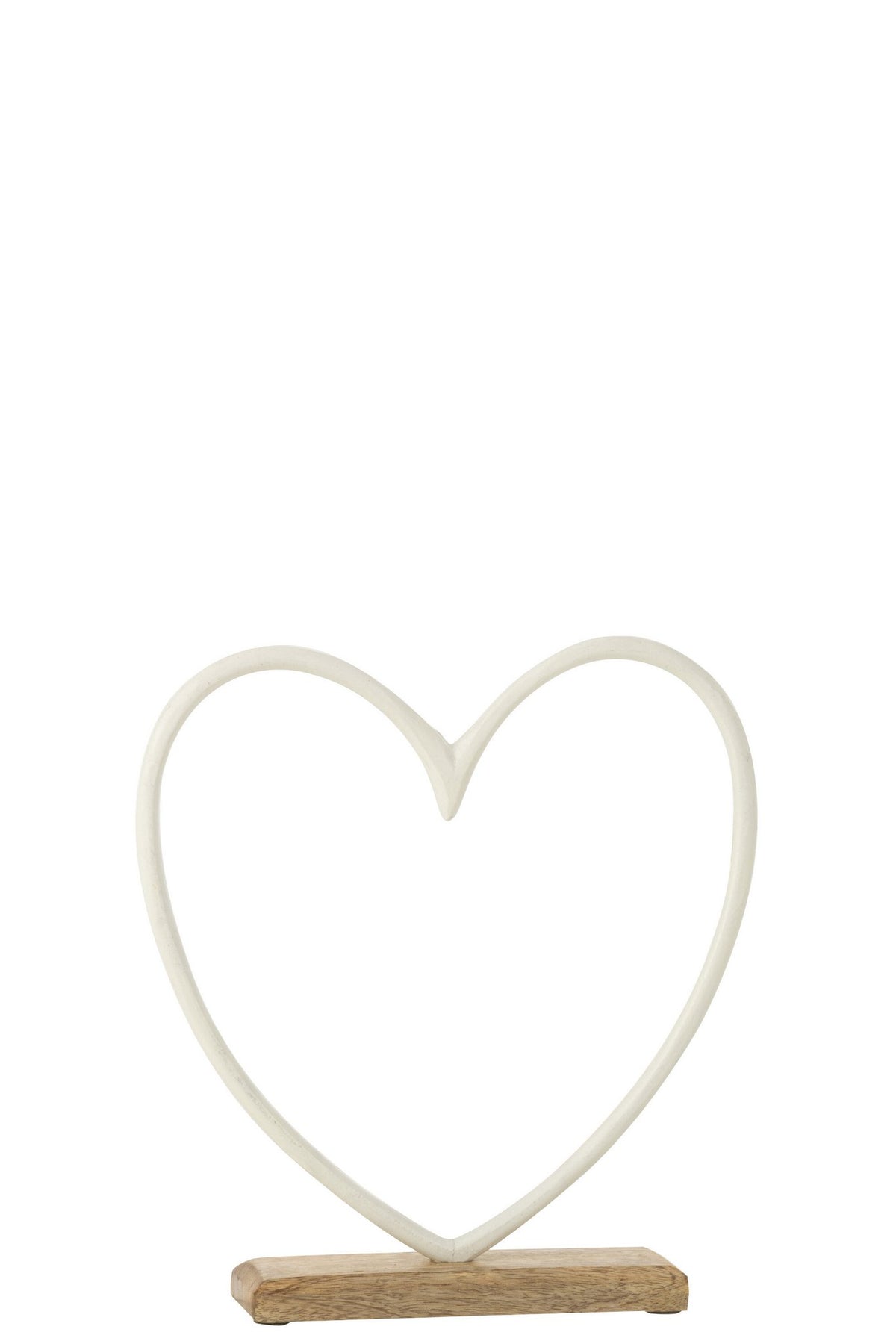 J-Line decoratie Hart op voet - aluminium - wit - large