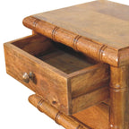 Grof nachtkastje van massief mangohout, 2 lades, bruin