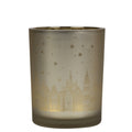 Theelichthouder huisjes goud medium 12cm