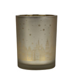 Theelichthouder huisjes goud medium 12cm