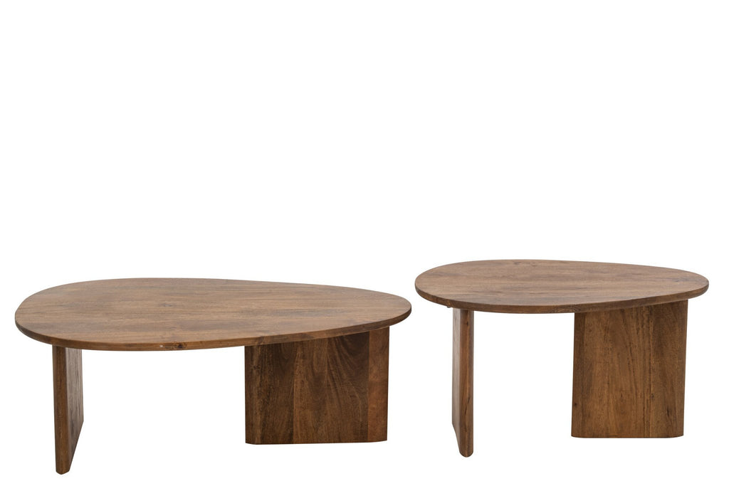 J-Line Salontafels - mangohout - naturel - set van 2
