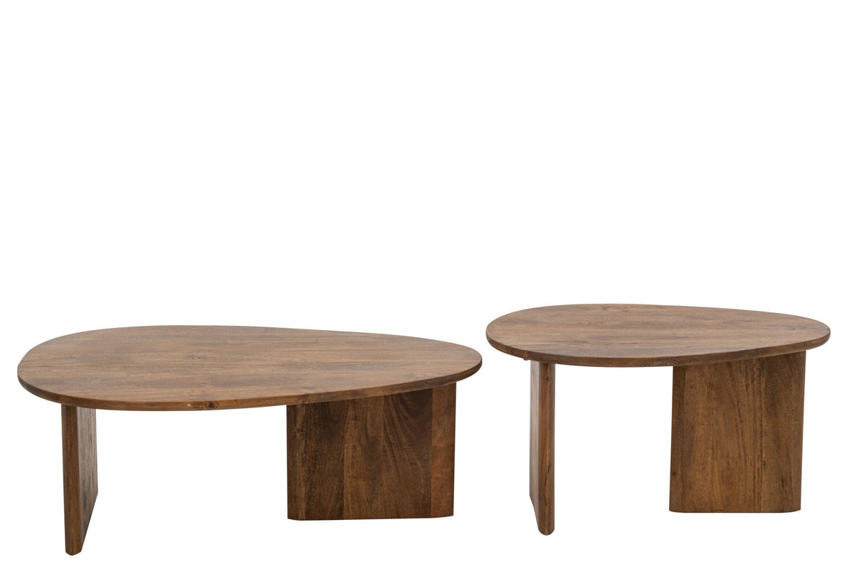 J-Line Salontafels - mangohout - naturel - set van 2