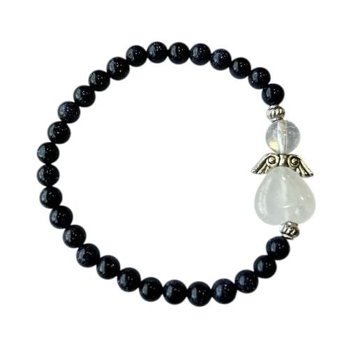 Dames armband Blauwvloed 6 mm met beschermengel