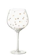 J-Line wijnglas Hart - glas - transparant/goud