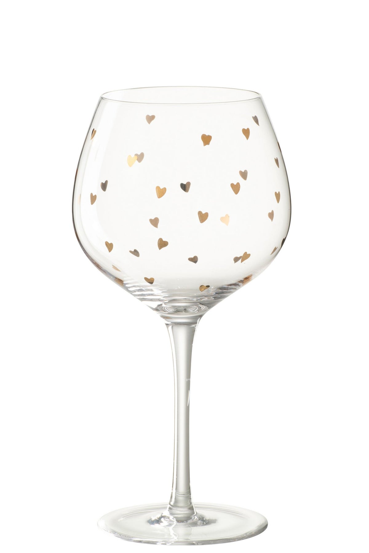 J-Line wijnglas Hart - glas - transparant/goud