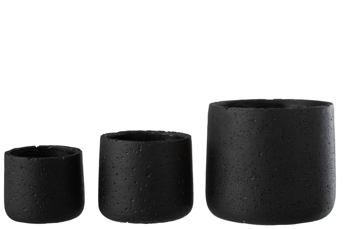 J-Line bloempot Potine - cement - zwart - large - Ø 19.00 cm