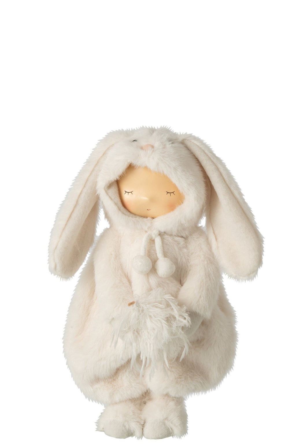 J-Line Kind met konijn en haan - polyester - wit
