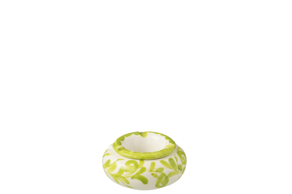 J-Line asbak Granada - keramiek - wit/groen - small