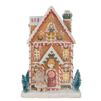 Gingerbread house met LED 17x12x25 cm Bruin Kunststof