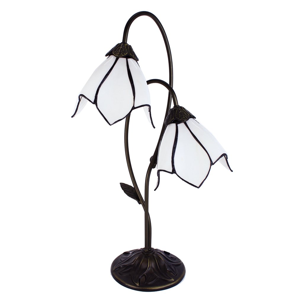 Tiffany Tafellamp 61 cm Wit Bruin Polyresin Tiffany Bureaulamp